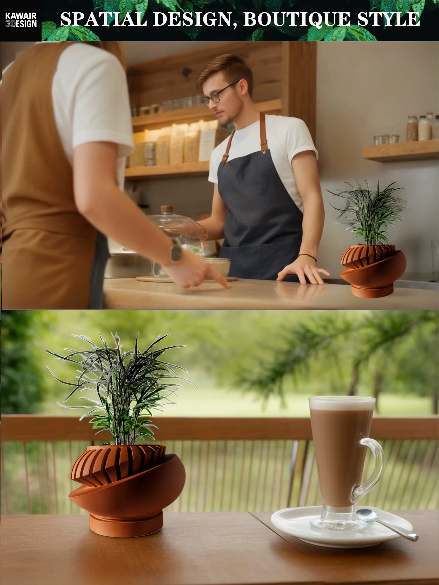 Pot à plantes moderne et minimaliste imprimé en 3D - Pot à fleurs biodégradable pour la décoration d'intérieur