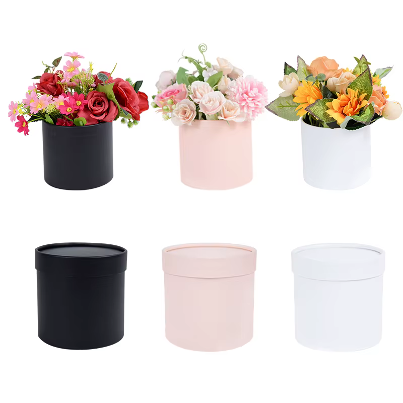 Boîte à fleurs ronde, emballage cadeau