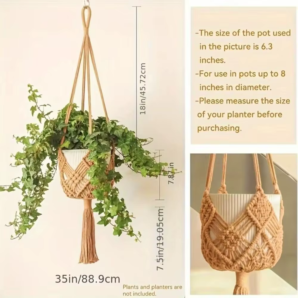 Porte-plante bohème en corde de coton tressée