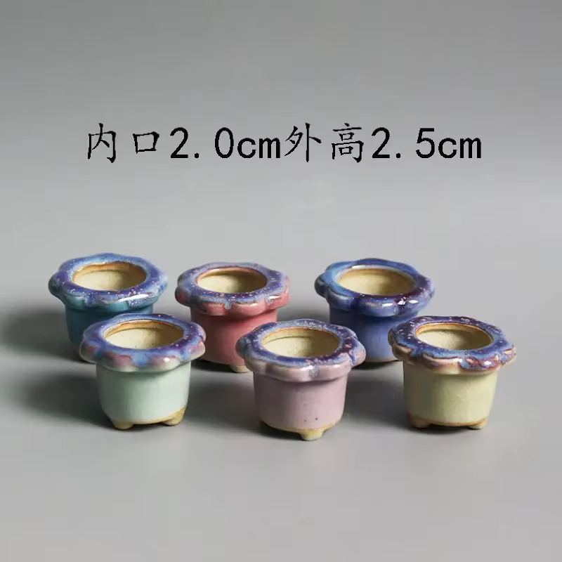 Mini pot de fleurs charnu semi-glaçure avec trou