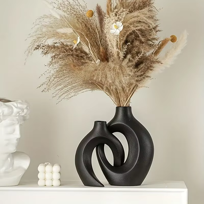 1 ensemble de vases à fleurs noirs nordiques