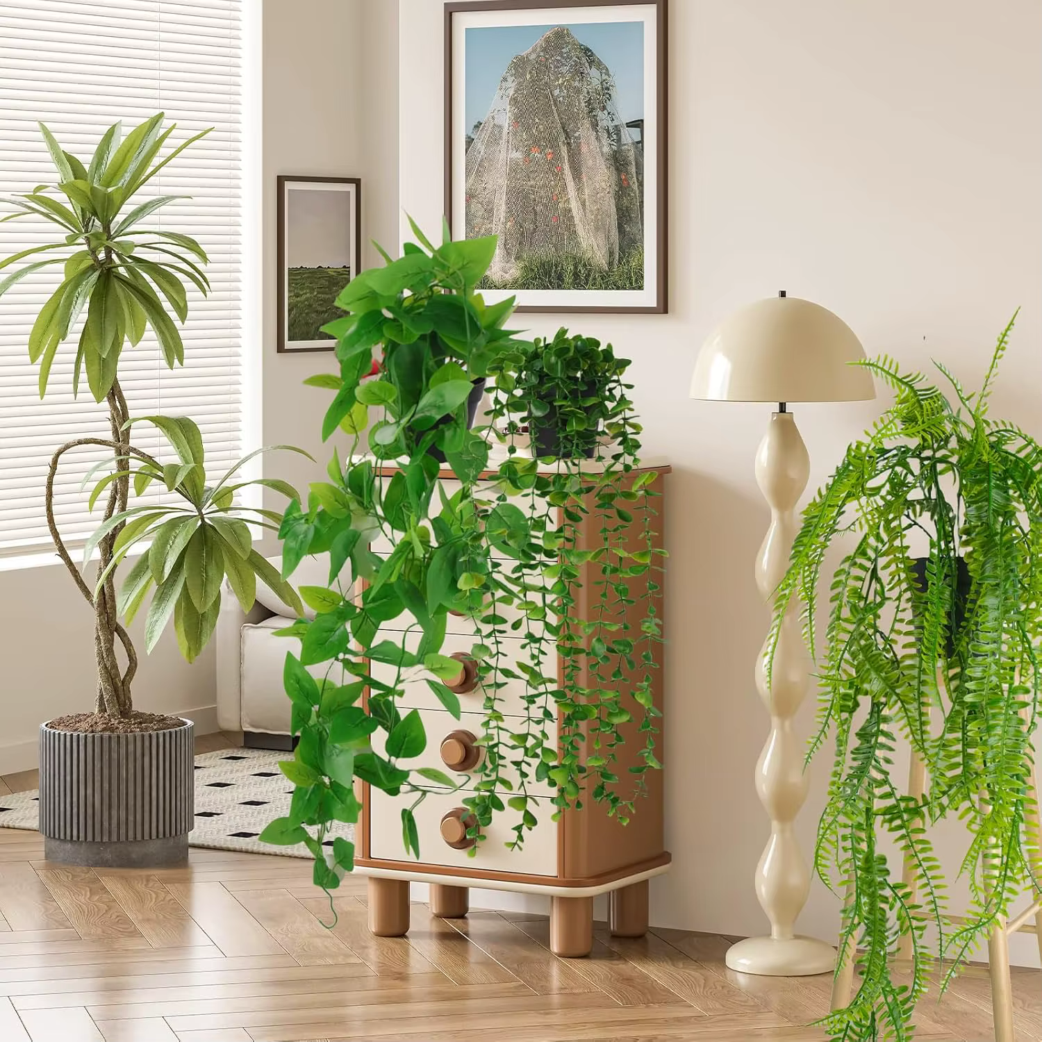 Plantes artificielles suspendues