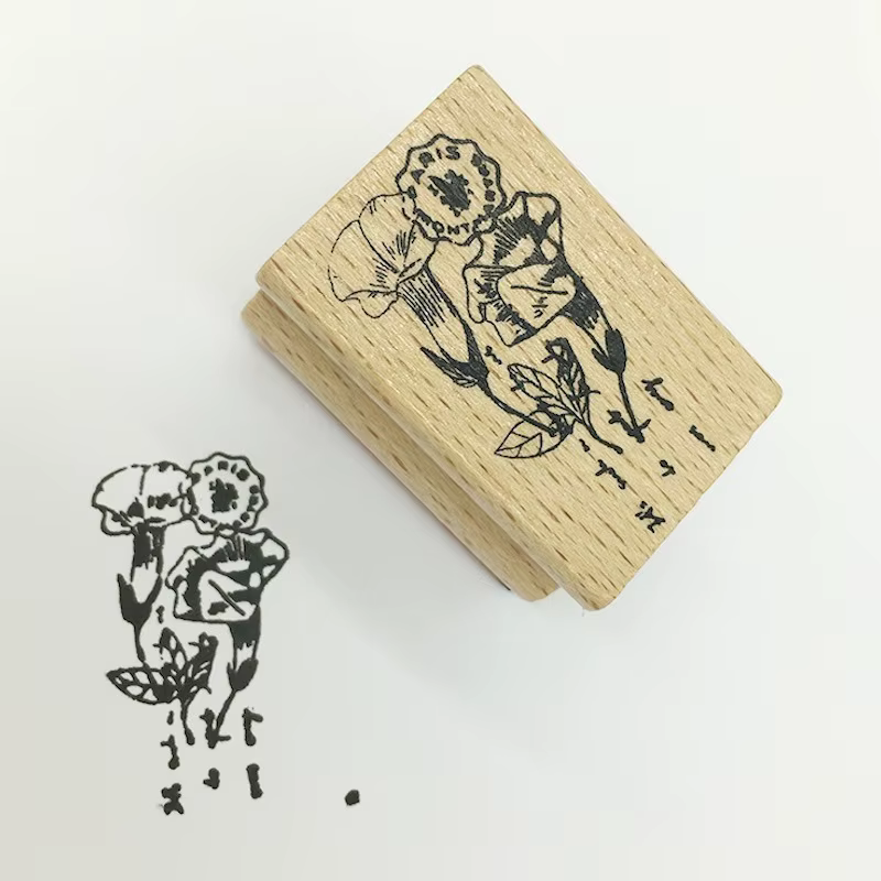 Tampons en bois DIY, motifs plantes et fleurs