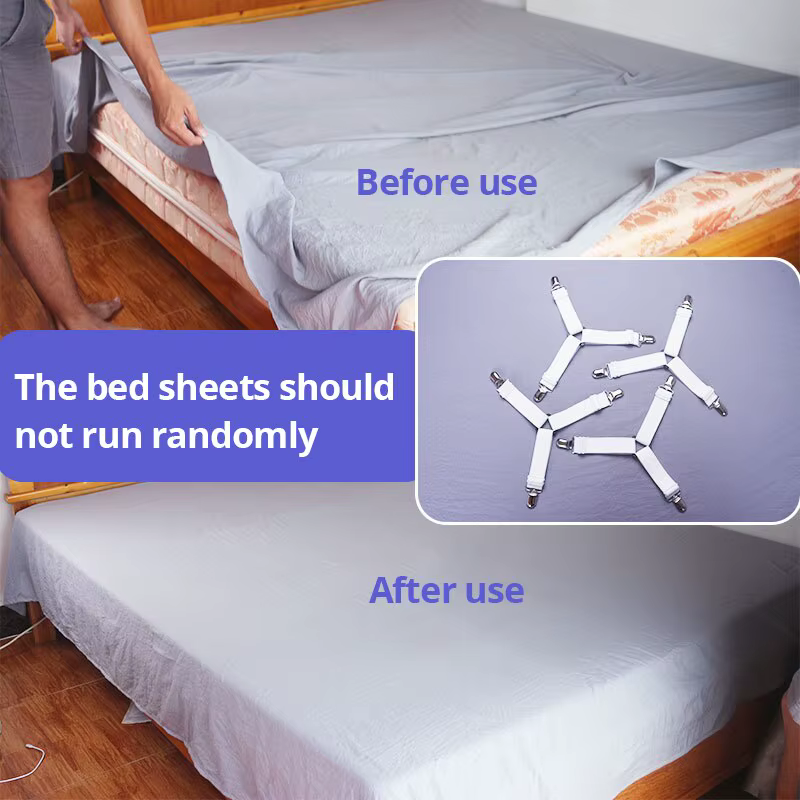 Attaches de drap de lit réglables, 4 pièces, sangles élastiques pour housse de matelas, support d'angle, pinces à Clip, cordon de suspension, fermoirs à boucle à crochet