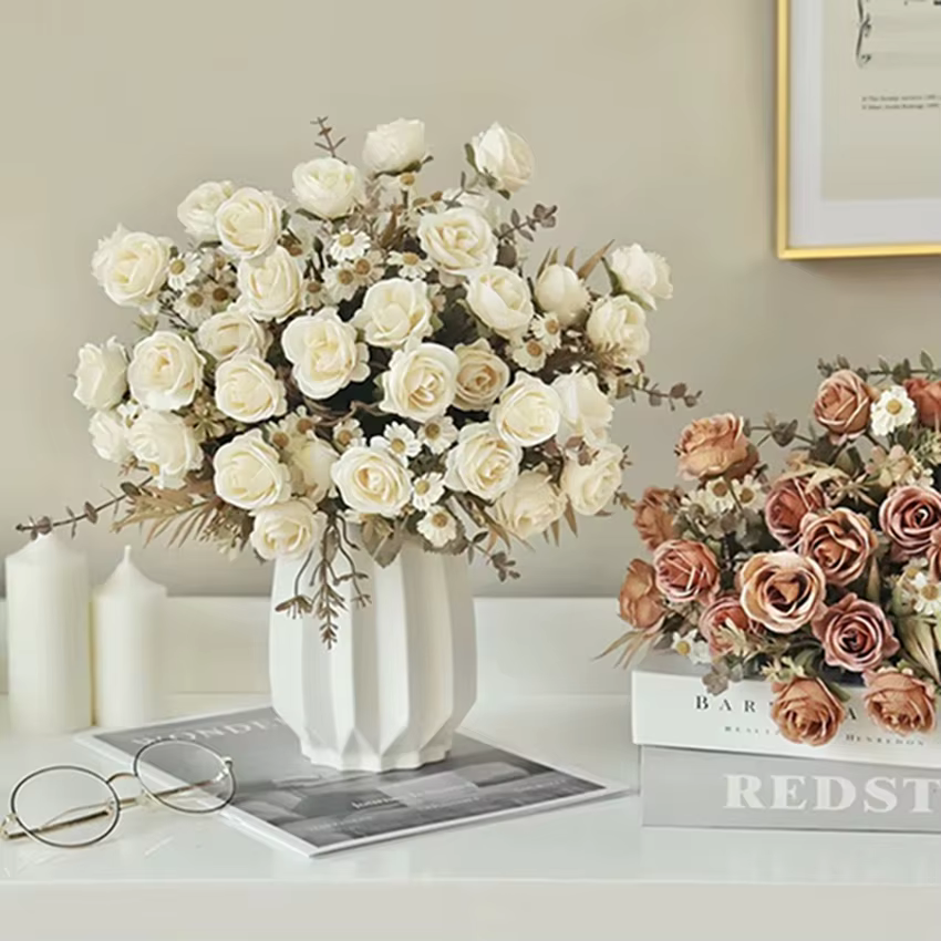 Roses artificielles en soie