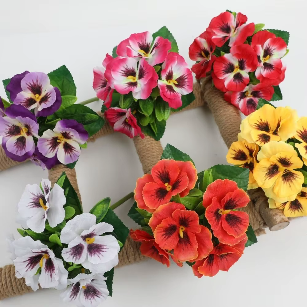 Lot de fleurs artificielles de primula de 32 cm