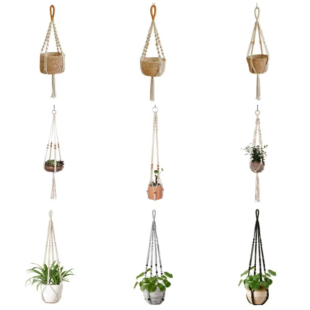 Plateau Boho coton corde cintre Pot de fleur jardinage 4 pieds porte-Pot