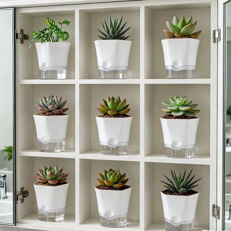 1/5 pièces Pot de fleurs auto-arrosant transparent