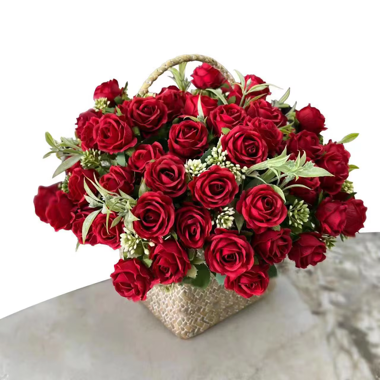 10 têtes Rose Bouquet fleurs artificielles Western