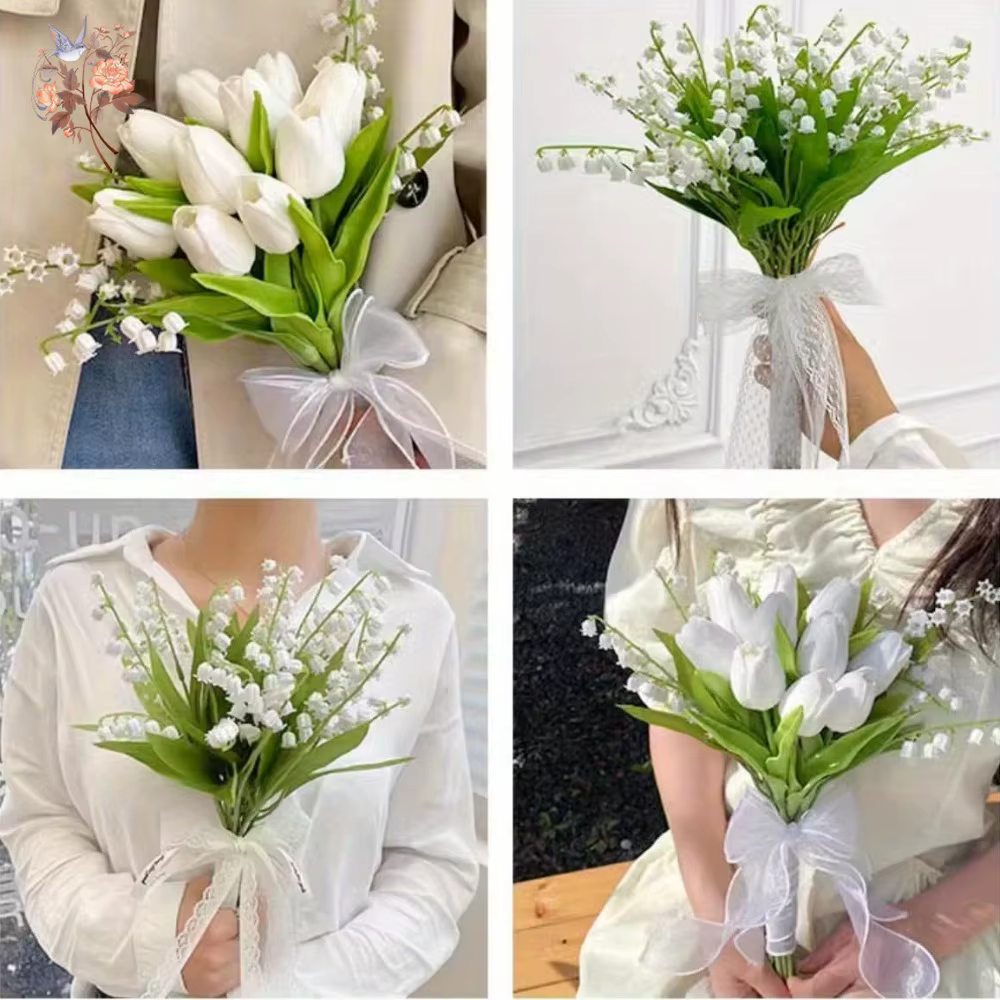 Bouquet de fleurs artificielles du muguet blanc