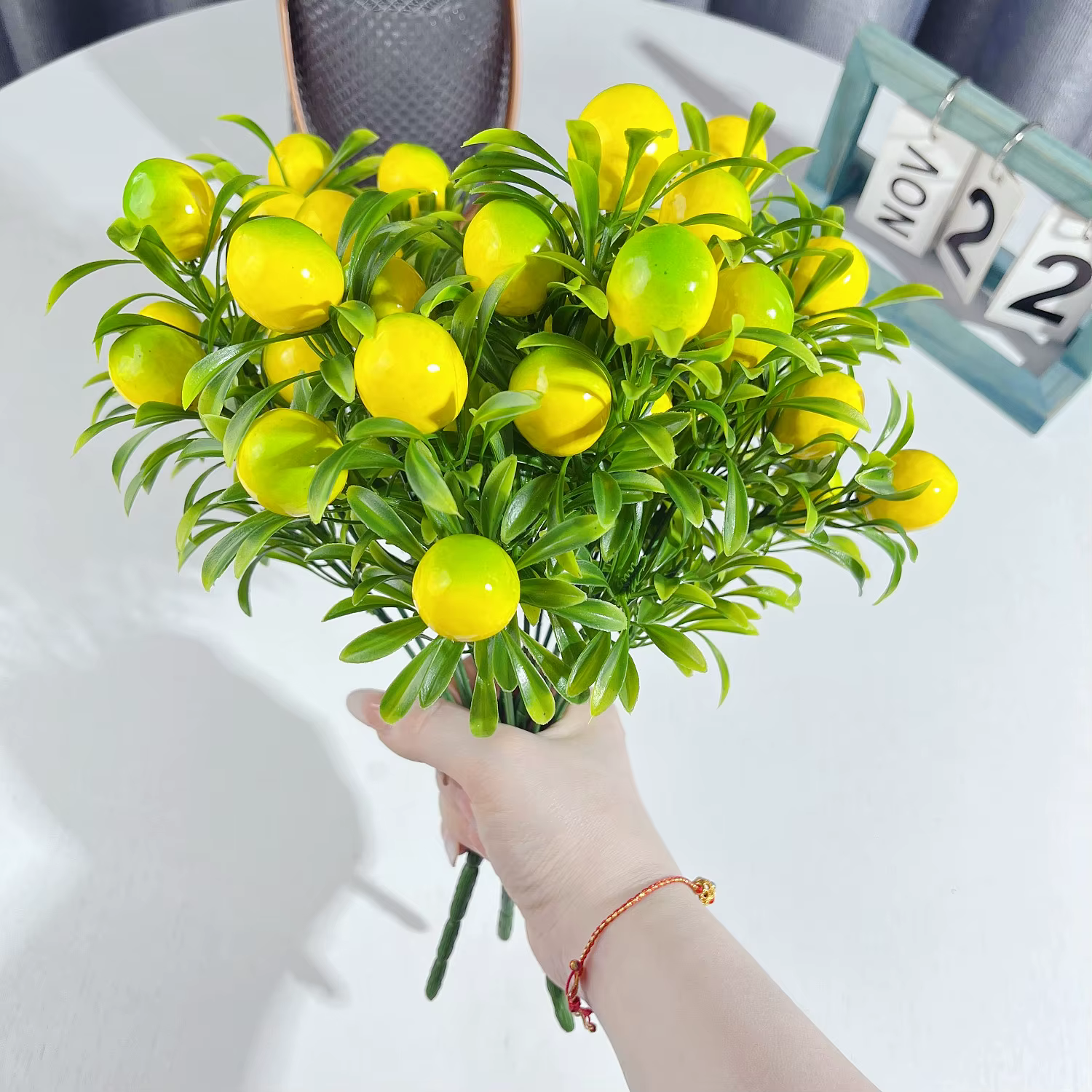 4 plantes artificielles de citron jaune pour la décoration intérieure et extérieure