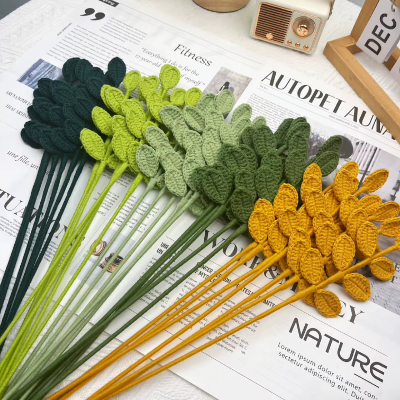 Bouquet de fleurs artificielles tissées à la main