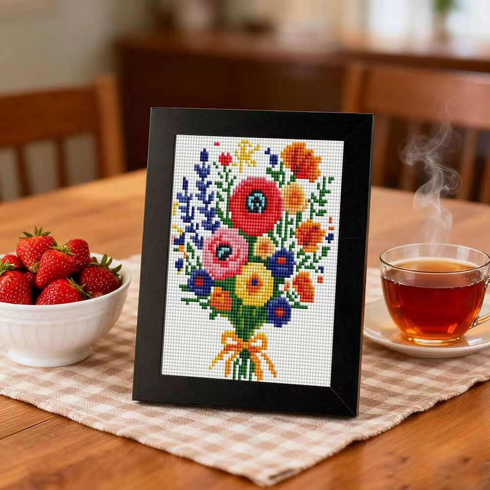 HUACAN 12 pièces Vase mosaïque rond complet tournesol Mini diamant peinture dessin animé fleur thème moderne décor à la maison idée cadeau de vacances