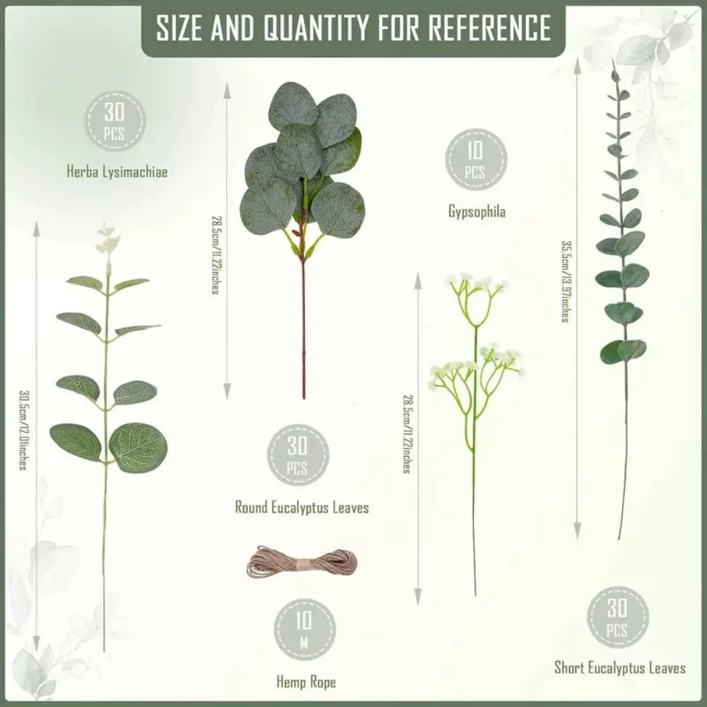 70 PCS Nouveaux Bouquets de Fleurs Artificielles en Feuilles d'Eucalyptus Décoration Maison DIY Arrangement Floral Mixte en Gros