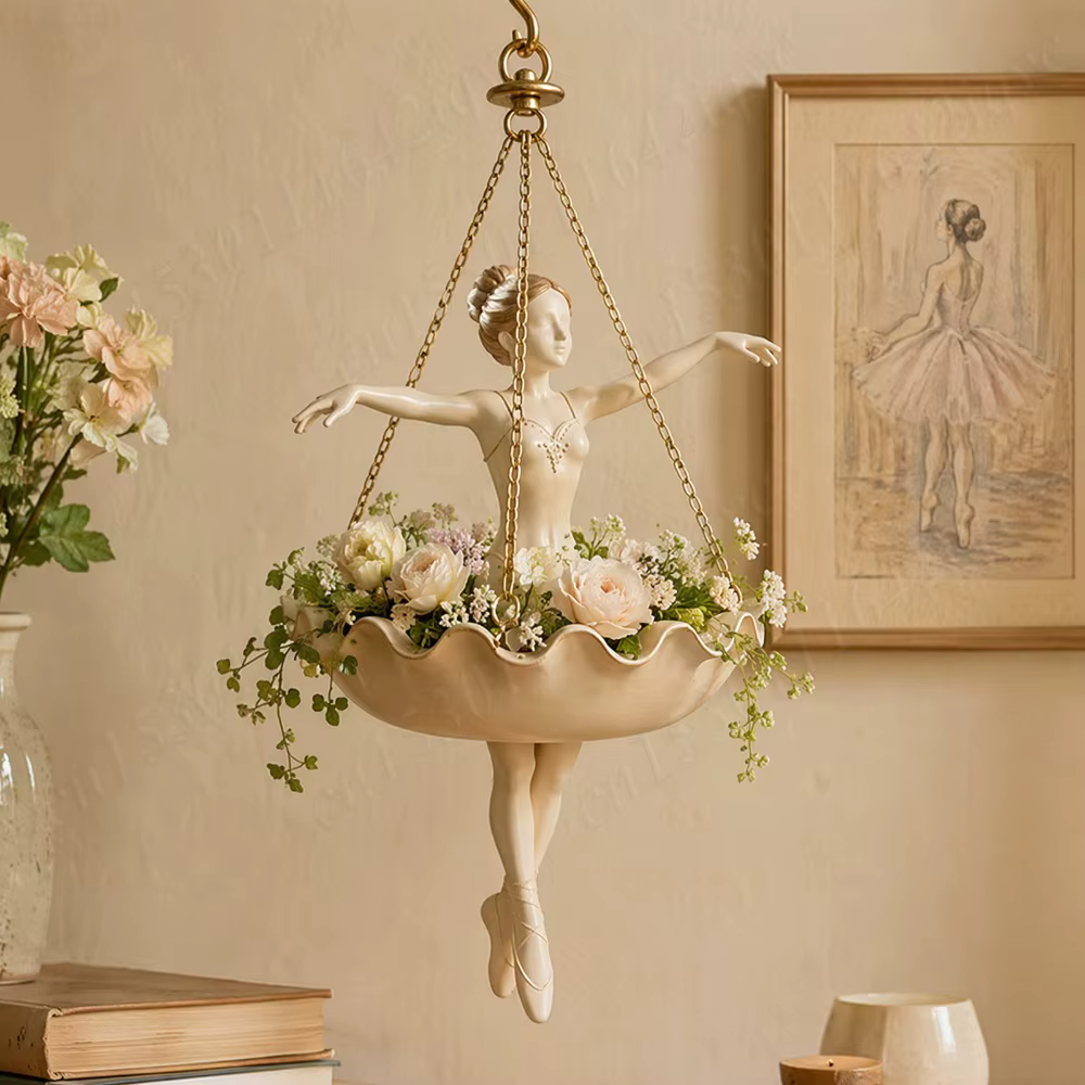 Pot de fleurs suspendu en résine