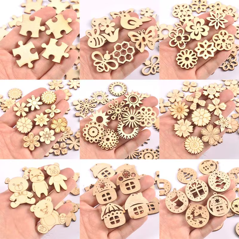 Ours fleur maison copeaux de bois naturel Scrapbooking Carft pour la décoration