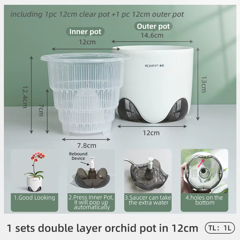 Pot d'orchidée en meshpot avec trous d'air