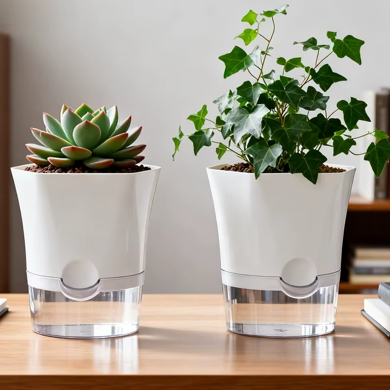 1/5 pièces Pot de fleurs auto-arrosant transparent