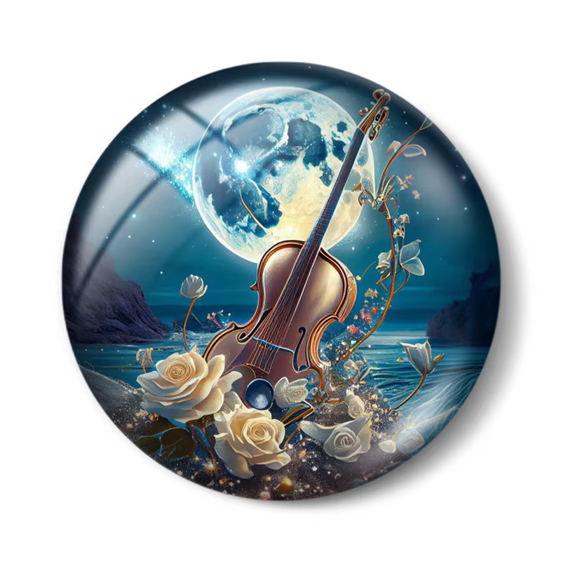 Cabochons en Verre pour Bijoux, Photo Ronde, Interconnexion, Vintage, Violon Rose, 12mm, 25mm, 10 Pp12