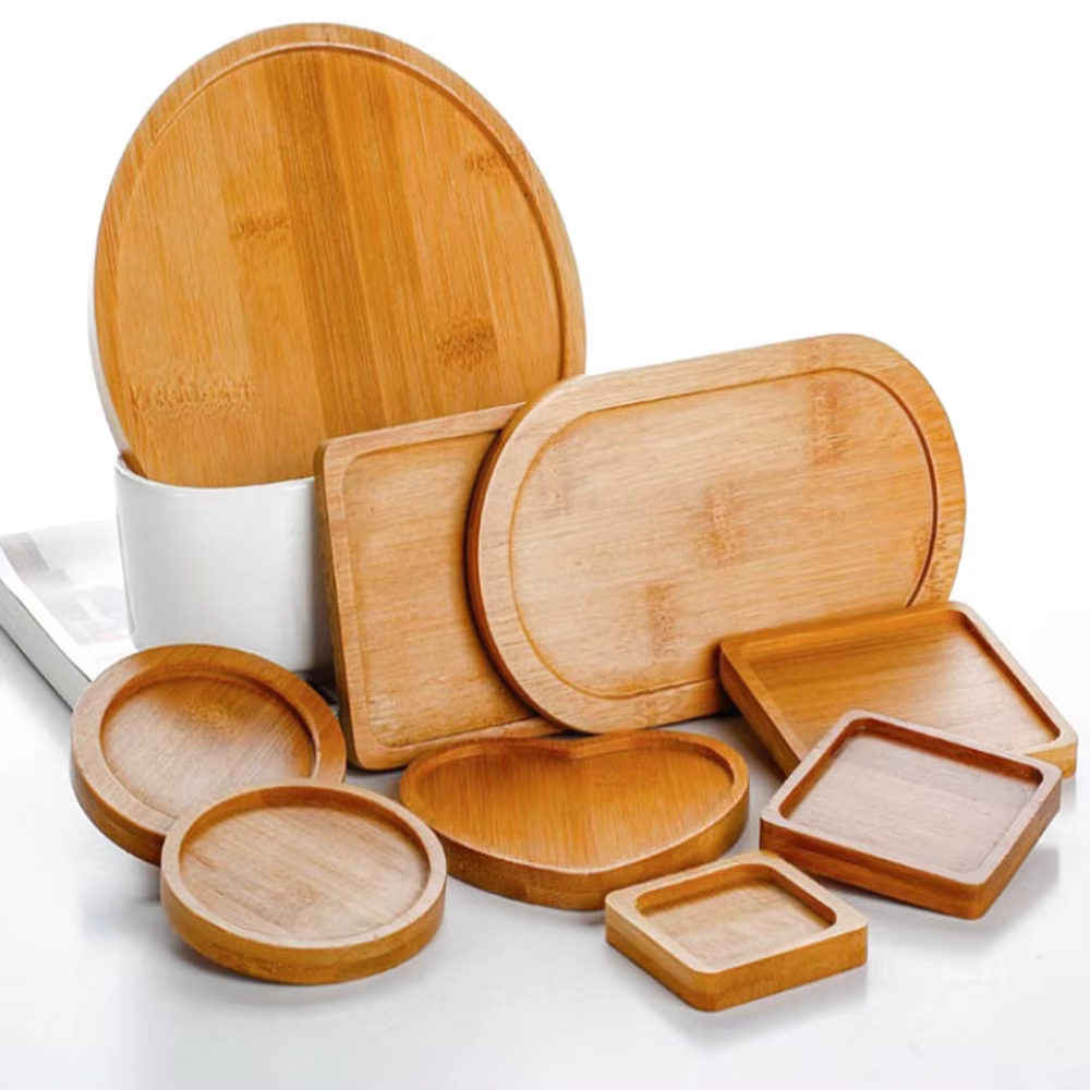 Plateau Pots de fleurs en bois de bambou