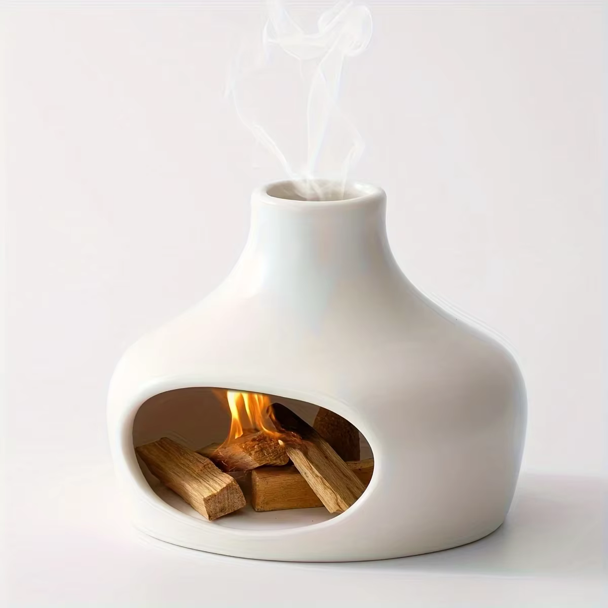Brûleur élégant en céramique Palo Santo & Sage avec cheminée – Parfait pour la méditation