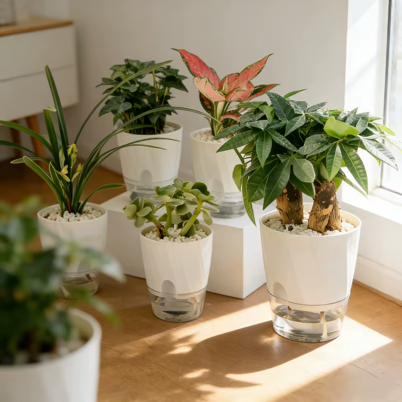 Pot de fleur de radis vert auto-arrosage en plastique Transparent épaissi à usage domestique