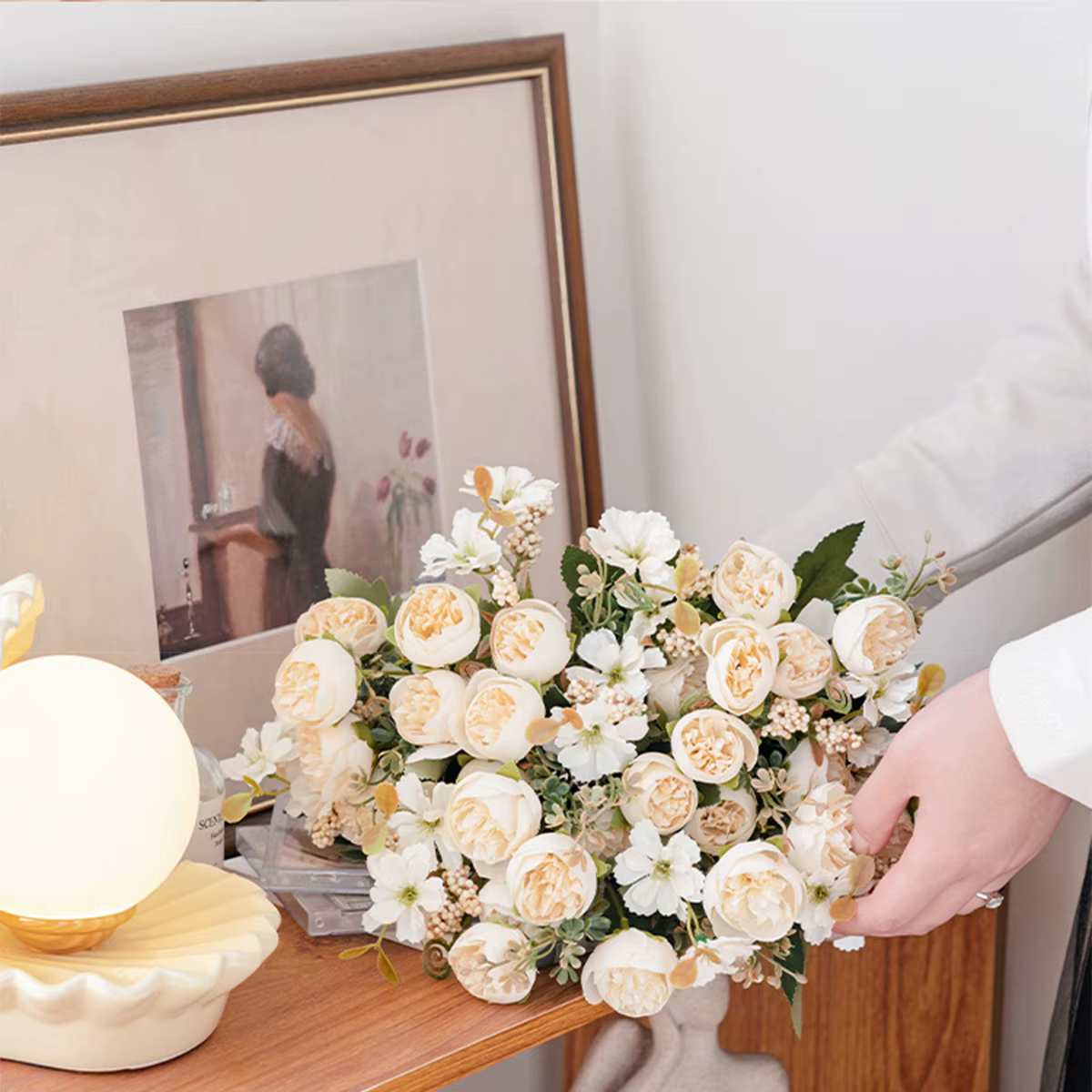 Fleurs artificielles en soie bourgeon de thé Rose couronne de pivoine saint valentin mariage Bouquet de mariée maison