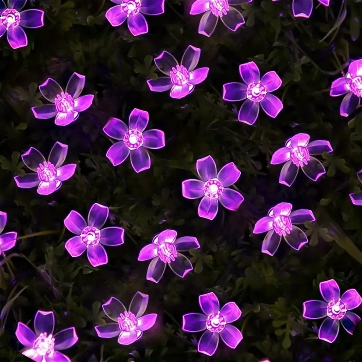 5/6.5/7/12M violet solaire fleur chaîne lumières fée LED