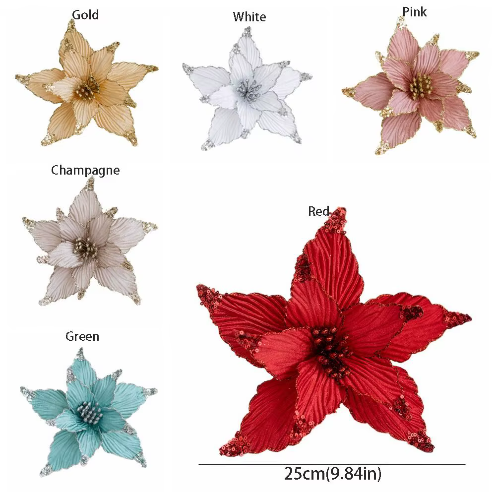 P fleurs de noël à paillettes de haute qualité