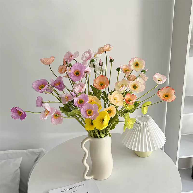 Fleur artificielle en soie de type pavot