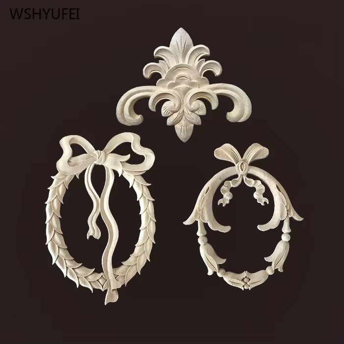 Décalcomanies décoratives en bois pour meubles de maison, fleur d'angle en bois, décalcomanies carimplantées, décoration de fenêtre en bois, vente directe
