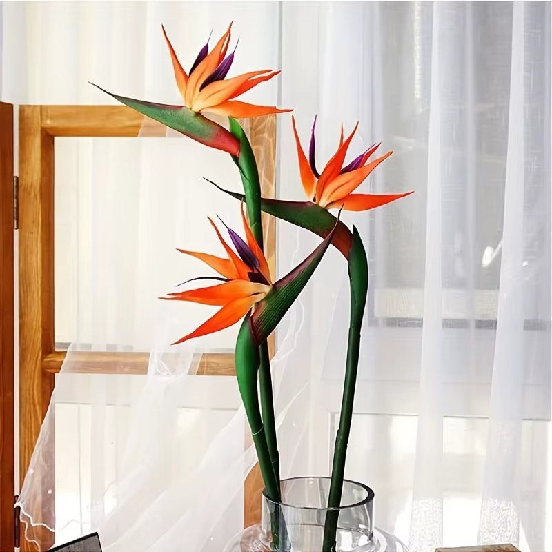 1/3 pièces Fleurs artificielles Strelitzia en caoutchouc à longue tige