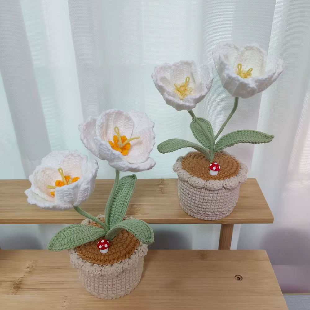 Tulipe en pot au Crochet faite à la main