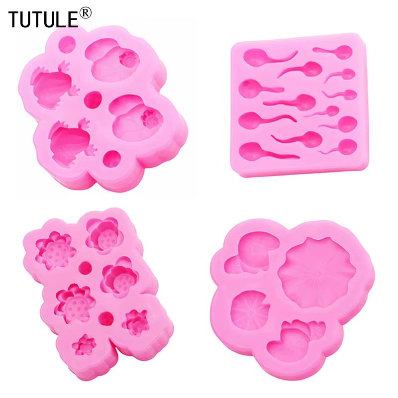 Grenouille feuilles de lotus micro paysage plantes en pot aquarium petit moule en Silicone bricolage résine accessoires