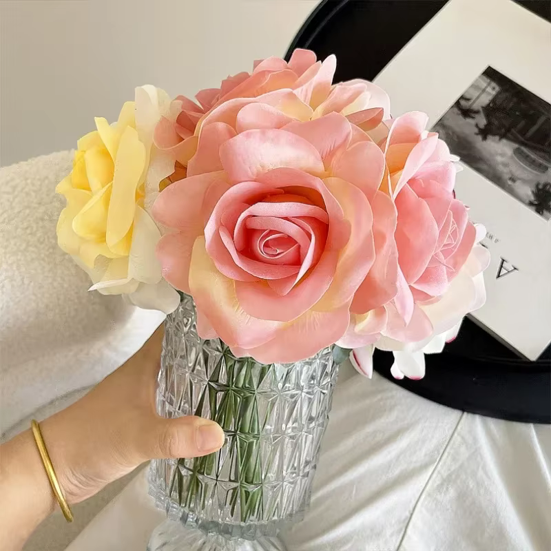 Bouquet de Roses Artificielles au Toucher Réel