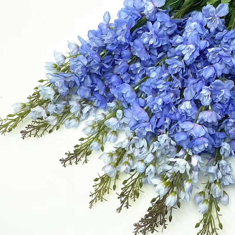 Branche de fleur de Delphinium artificielle avec longue tige simulée plante