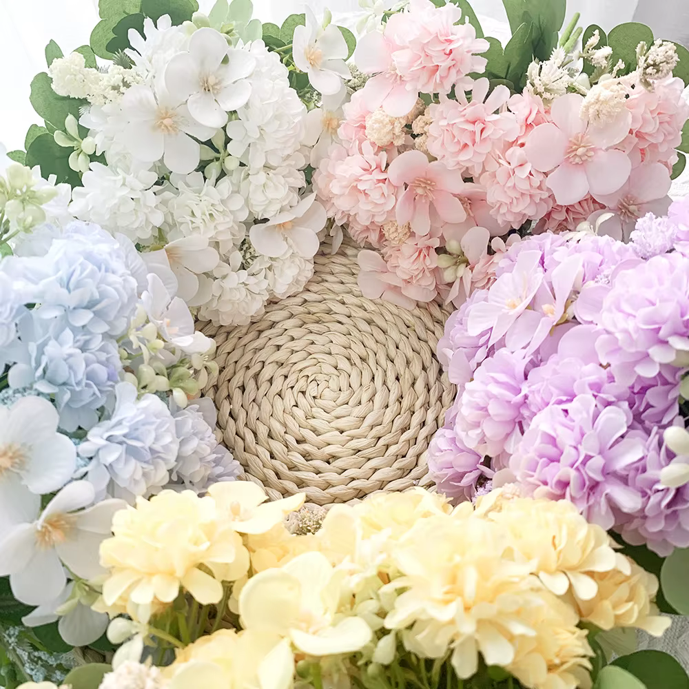 Bouquet de Pivoines et Hortensias Artificielles Bleues
