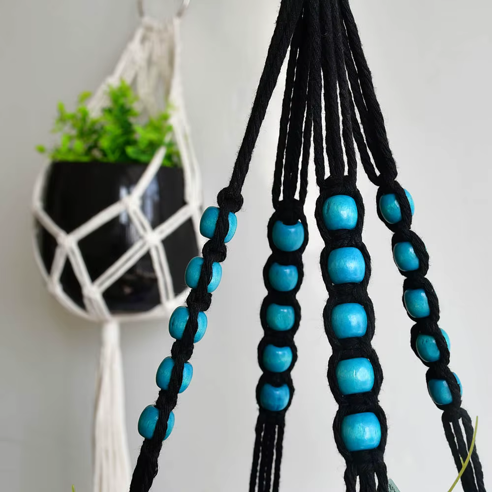 Porte-plante en macramé bohème