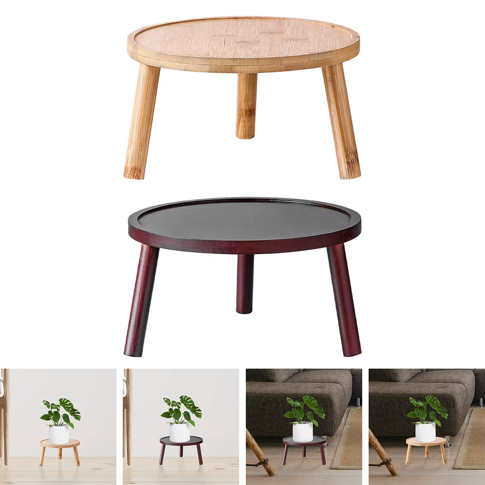Support de présentation pour pot de fleurs en bambou