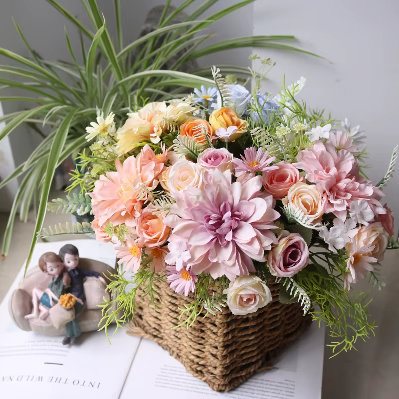 Bouquet de Roses artificielles en soie