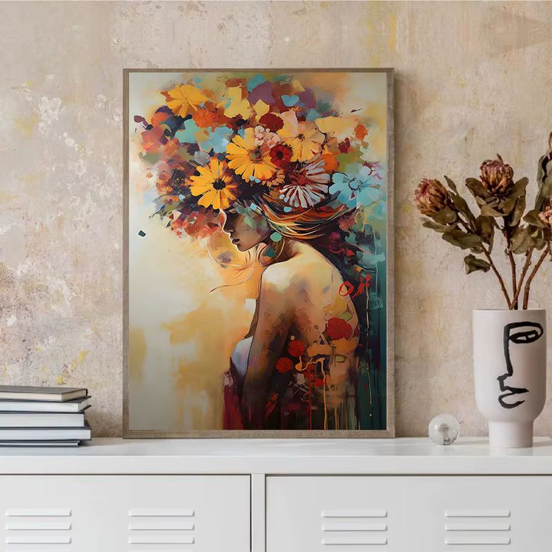 Affiche en toile florale pour femme