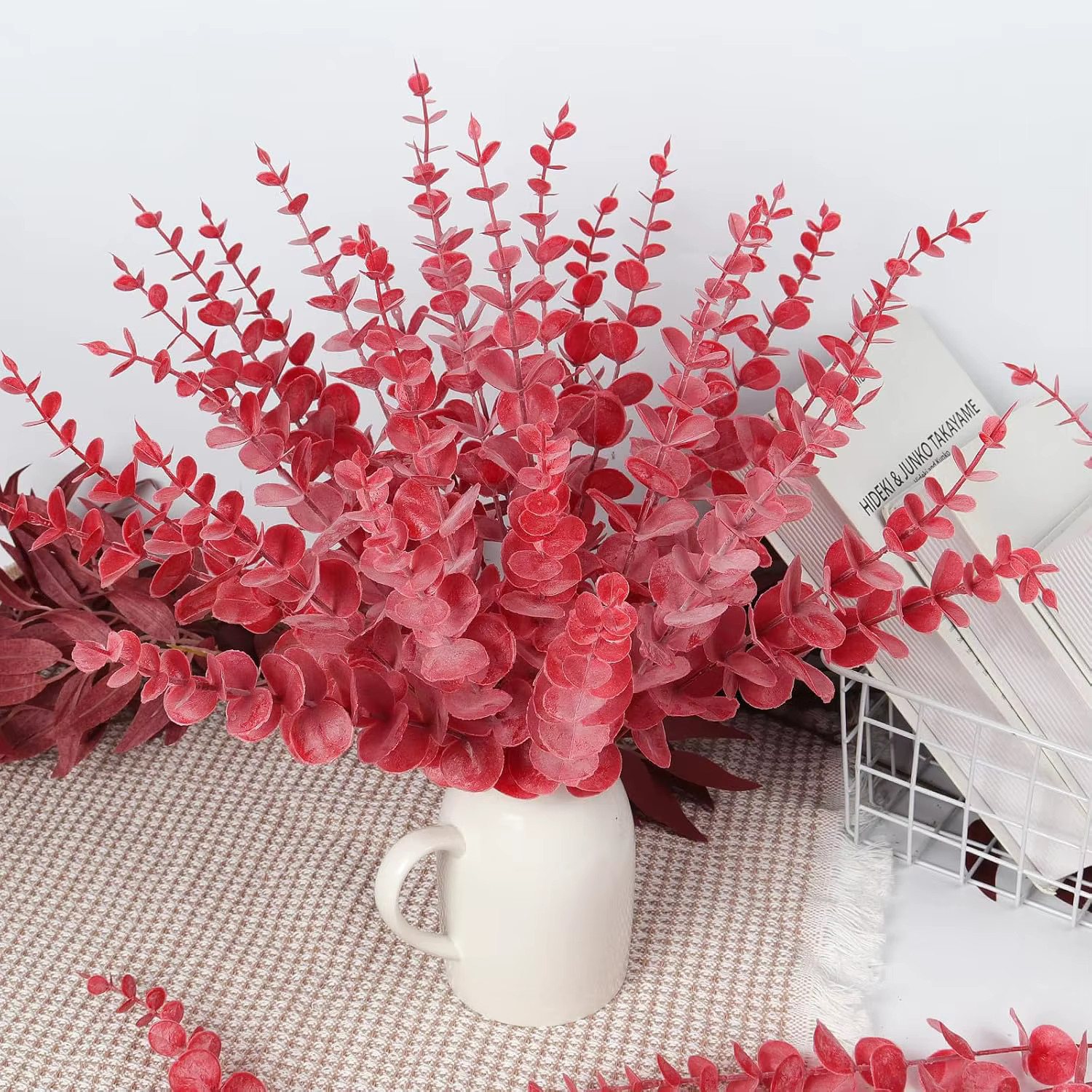 10/20 pièces de feuilles d'eucalyptus artificielles multicolores