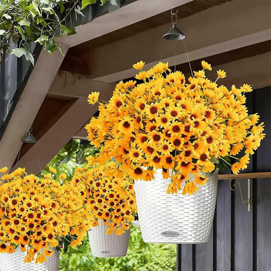 Fleur artificielle Soie Jaune Petite Marguerite Haute Qualité Mariage Bouquet De Mariée Maison vase table Bricolage Cadeau Boîte Scrapbook Décoration
