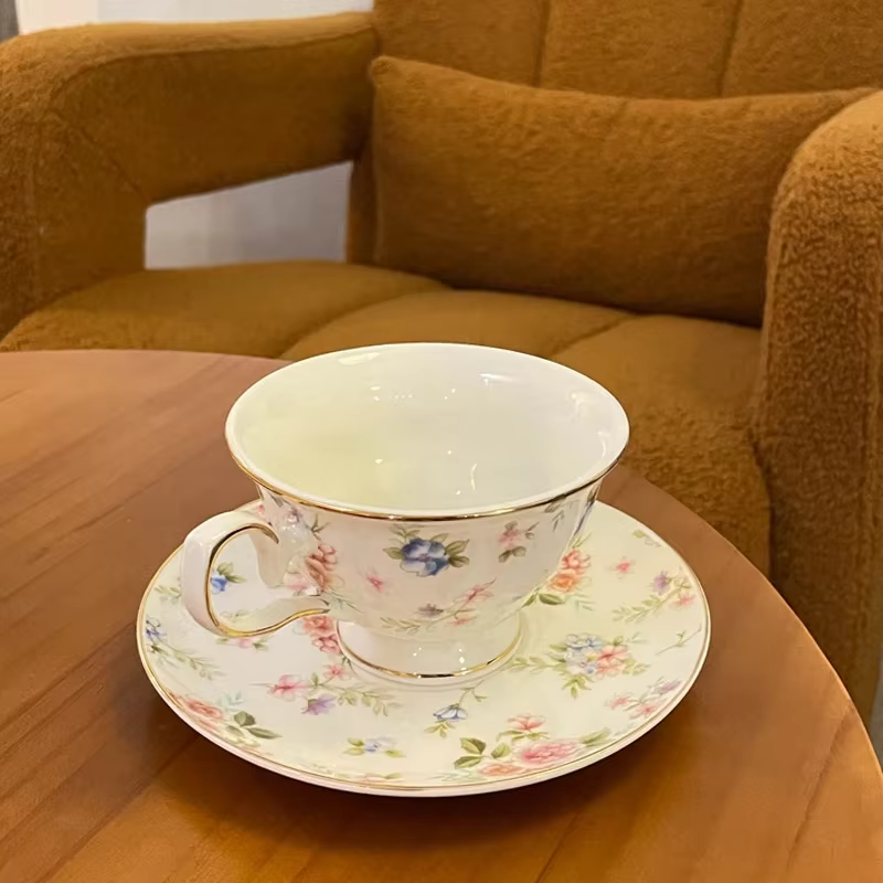 Ensemble de tasses à café en céramique, Vintage anglais cassé, fleur, tasse à thé camélia de l'après-midi, Phnom Penh, tasse de luxe légère en céramique, tasse de cuisine