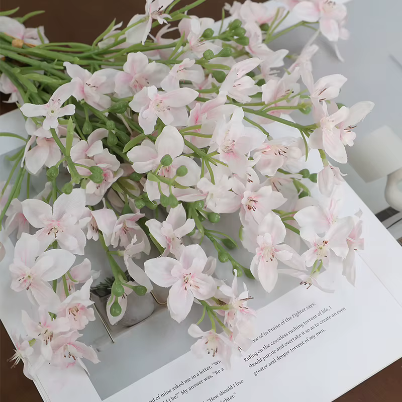 Lot de 10 fleurs artificielles en soie Delphinium pour la décoration intérieure