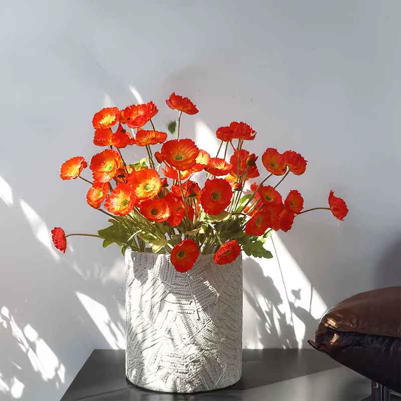 Fleurs artificielles de pavot en velours 24 pouces