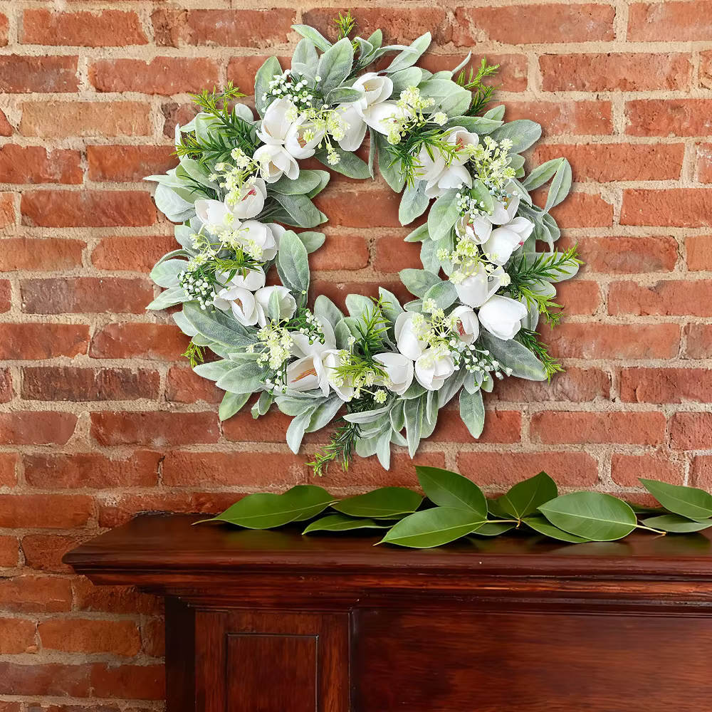 Couronnes de printemps aux fleurs sauvages éclatantes pour porte d'entrée