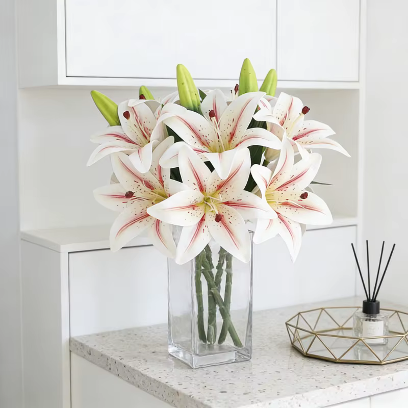 Fleur artificielle de lys de 38 cm pour bouquet de mariage