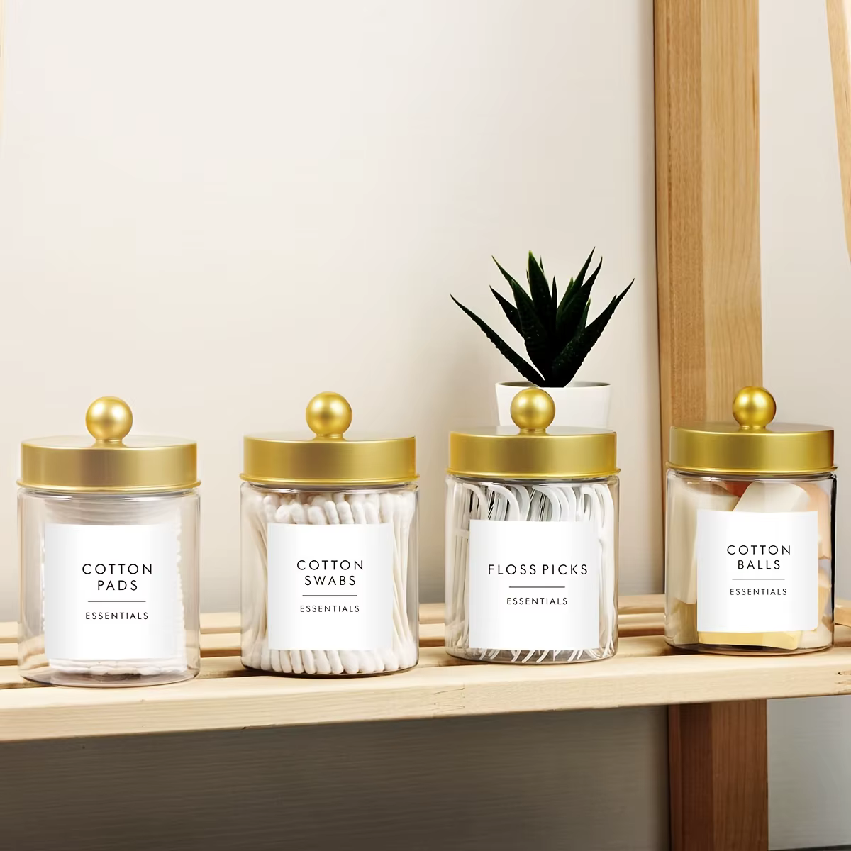 Distributeur de bâtonnets de coton - Pot en plastique de 8 oz pour rangement de maquillage sur comptoir, organisateur de salle de bain