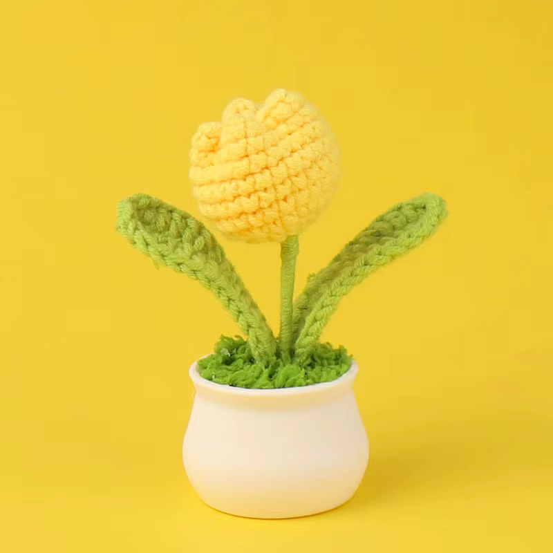 Tulipes Crochet fleur en pot Cerative fleurs tricotées à la main